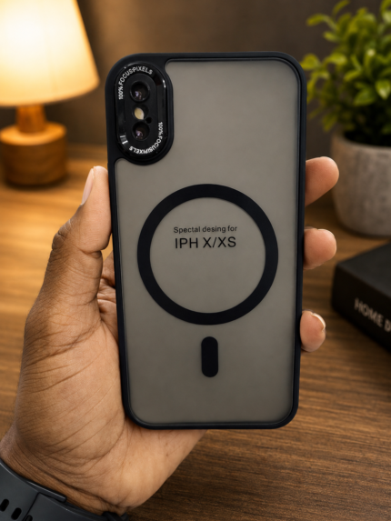 iPhone X / XS Transparent Magnetic Back Cover – Black Frame