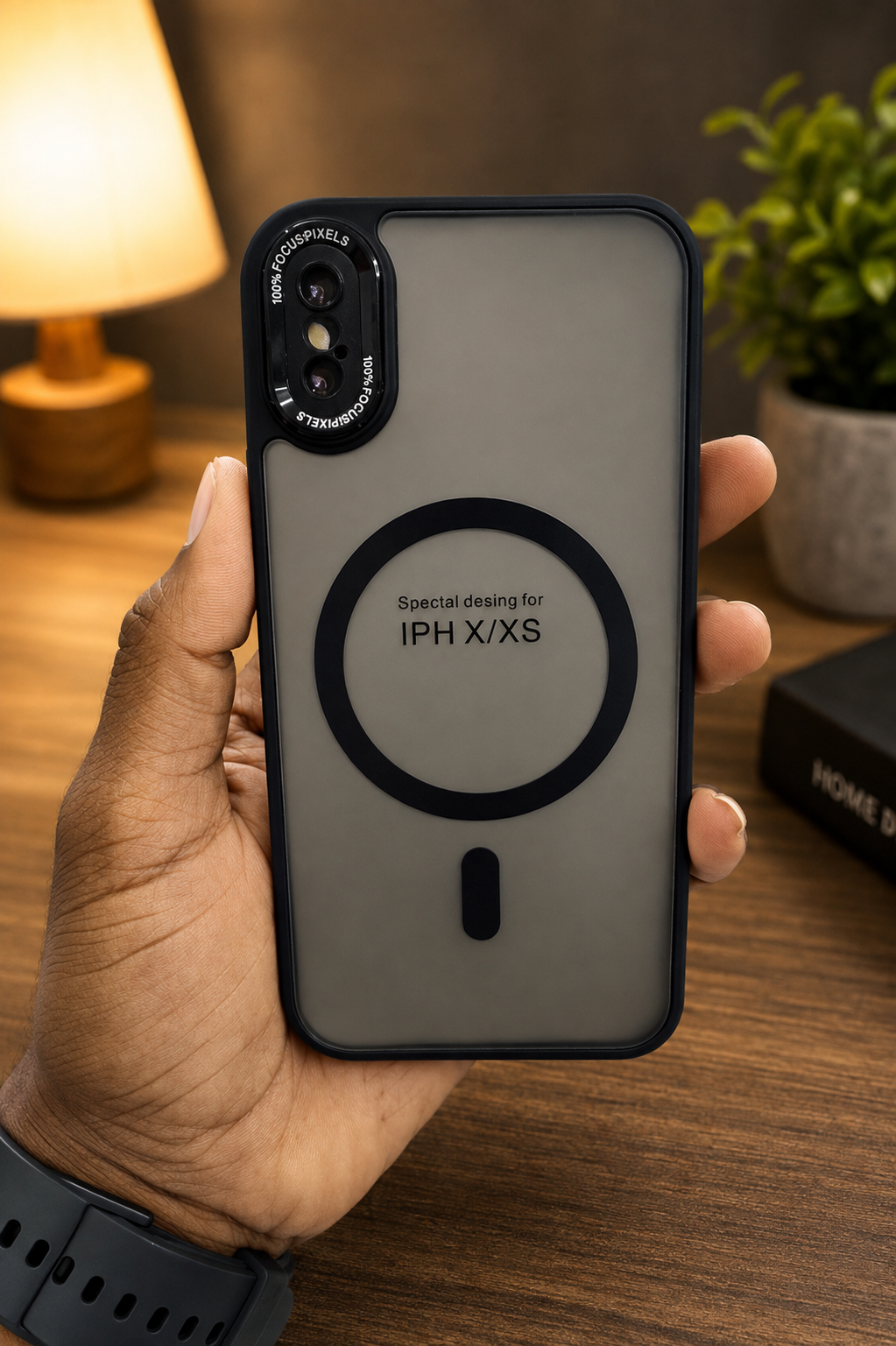 iPhone X / XS Transparent Magnetic Back Cover – Black Frame