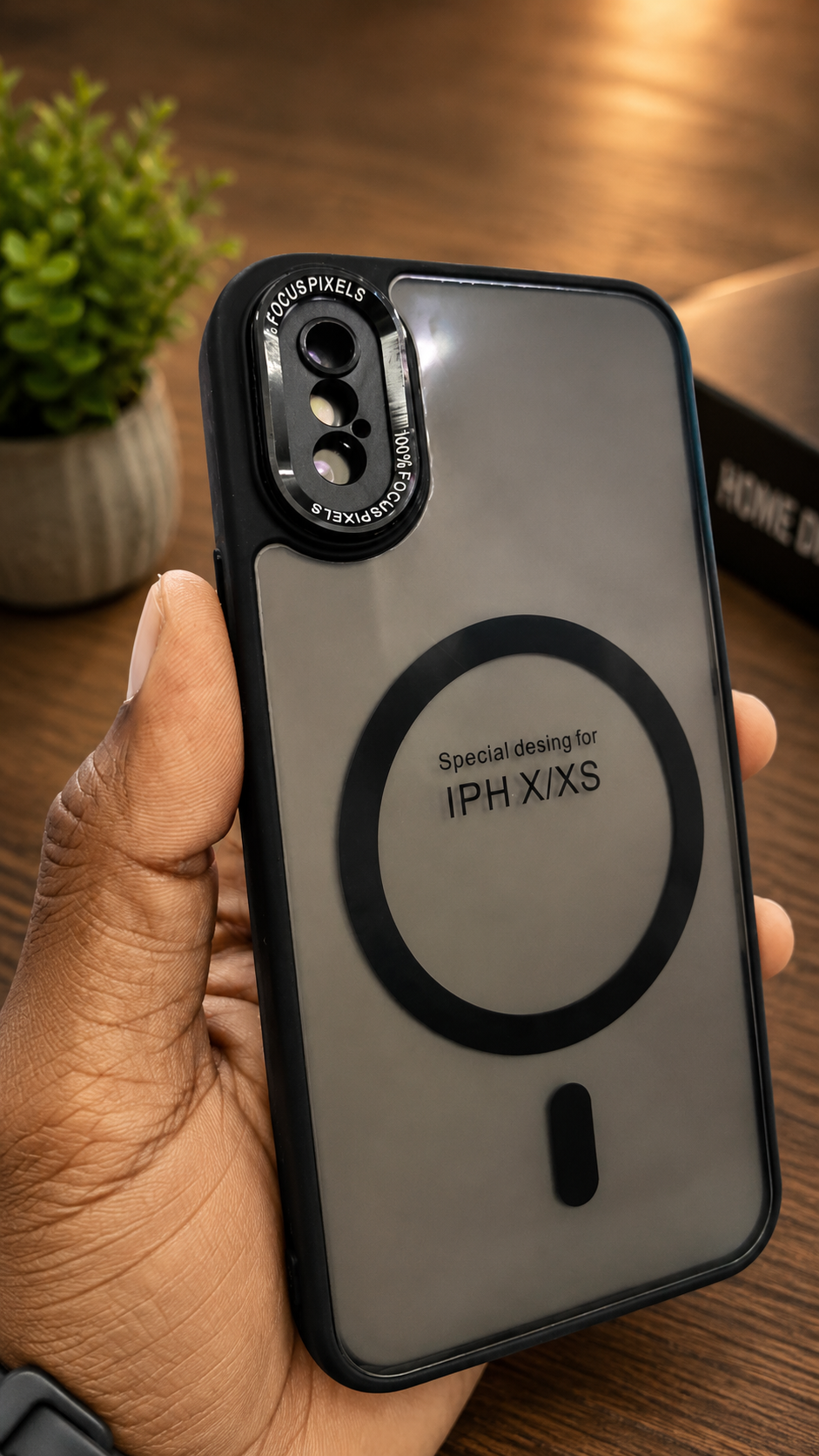 iPhone X / XS Transparent Magnetic Back Cover – Black Frame - Image 2