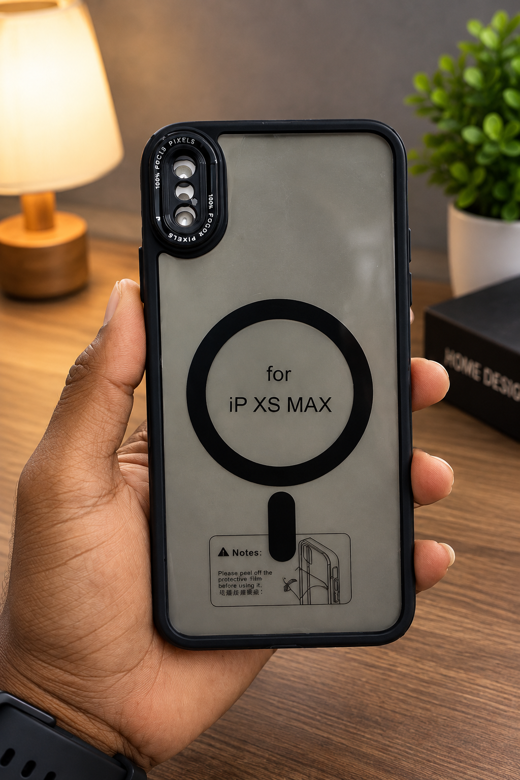 iPhone XS Max Transparent Magnetic Back Cover – Black Frame