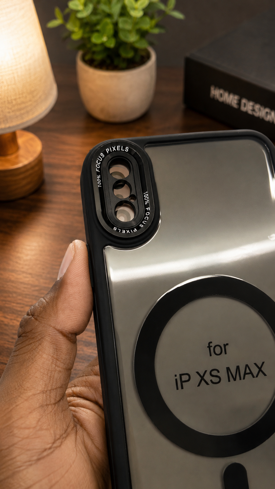iPhone XS Max Transparent Magnetic Back Cover – Black Frame - Image 2