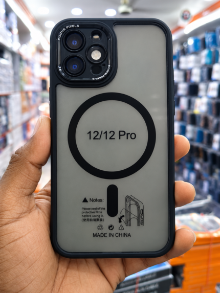 iPhone 12 Pro Transparent Magnetic Back Cover – Black Frame