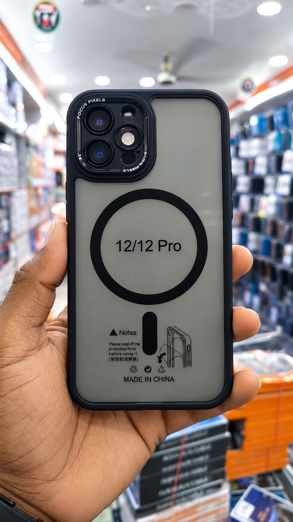 iPhone 12 Pro Transparent Magnetic Back Cover – Black Frame