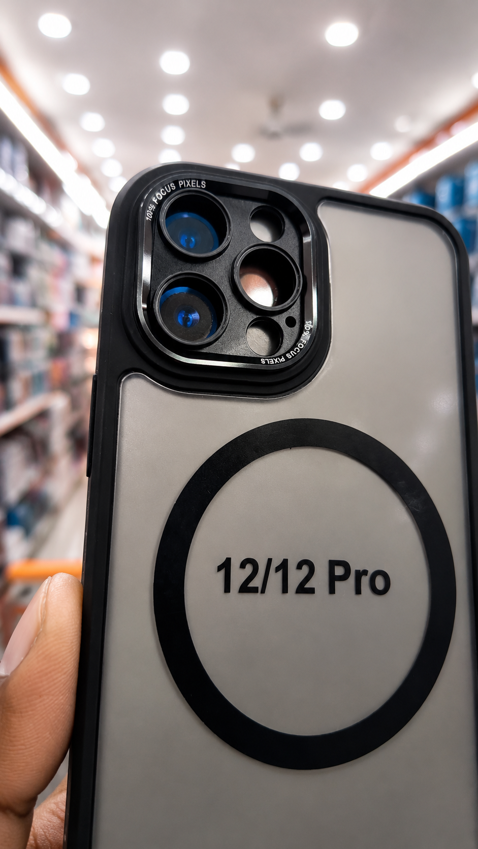 iPhone 12 Pro Transparent Magnetic Back Cover – Black Frame - Image 2