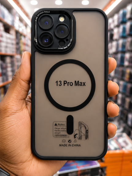 iPhone 13 Pro Max Transparent Magnetic Back Cover – Black Frame