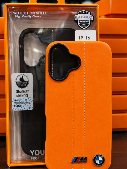 iPhone 16 Leather Cover – Premium Orange Case for Stylish Protection