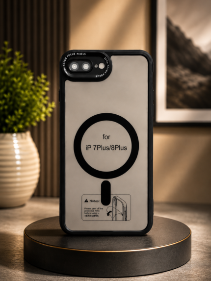 iPhone 7 Plus / iPhone 8 Plus Transparent Magnetic Back Cover – Black Frame